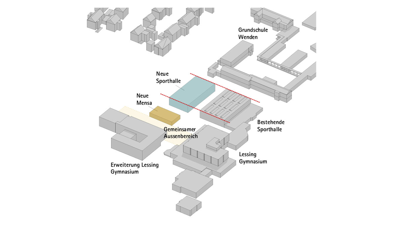 NEUBAU ZWEI-FACH-SPORTHALLE UND MENSA