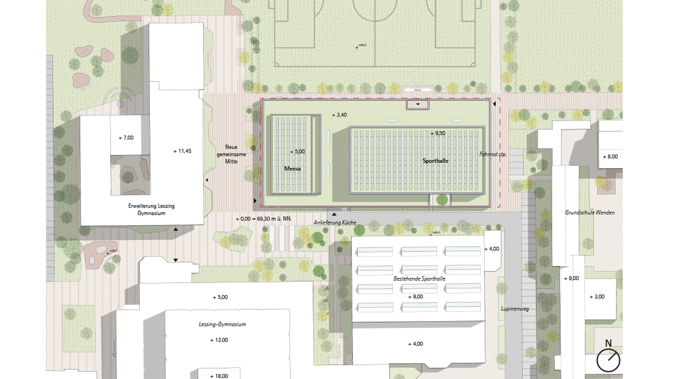 NEUBAU ZWEI-FACH-SPORTHALLE UND MENSA