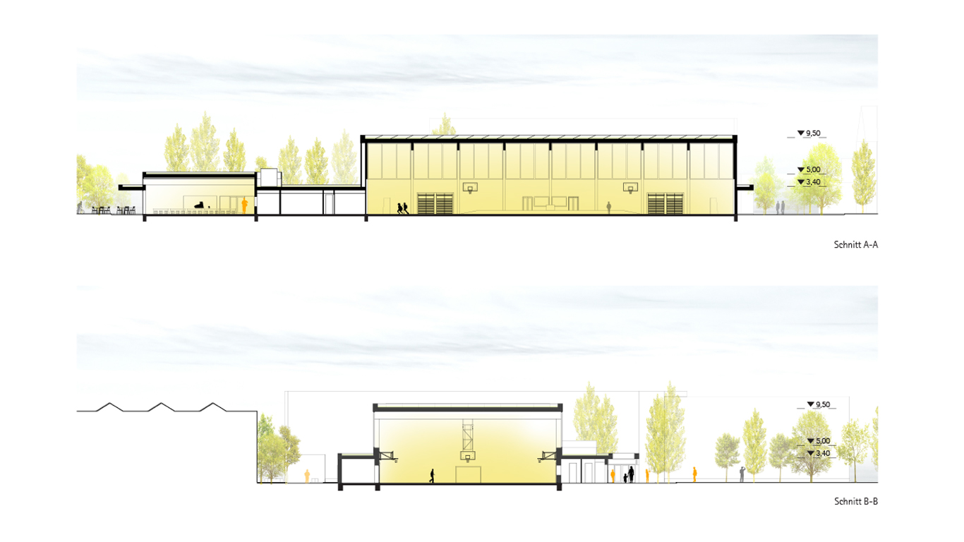 NEUBAU ZWEI-FACH-SPORTHALLE UND MENSA